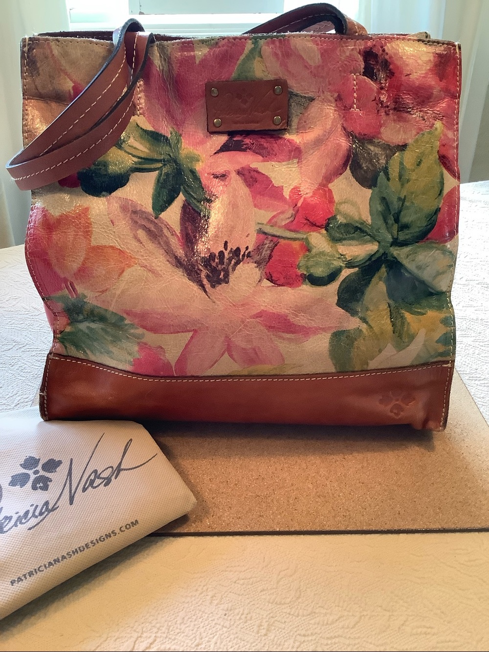Patricia Nash Floral Leather Tote Shoulder Bag - Picture 16 of 16